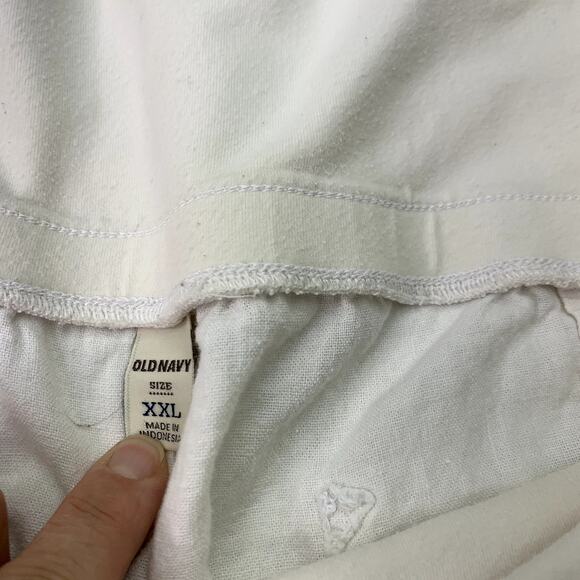 Old Navy Womens XXL White Fold Over Waist Linen Blend White 2X Wide Leg Pants - Picture 4 of 10